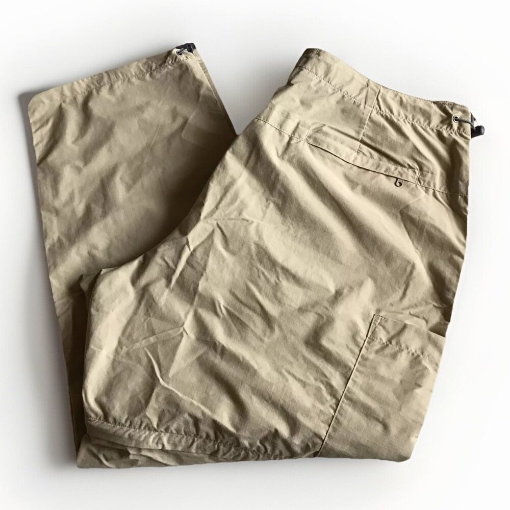 Lands End Womens Convertible Drawstring Hiking Pants Nylon XL 18-20 Beige